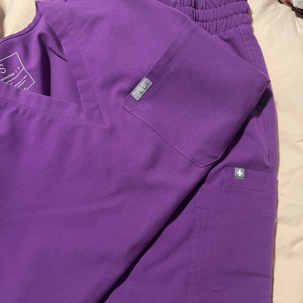 Figs Purple Scrub Top and Pants Set